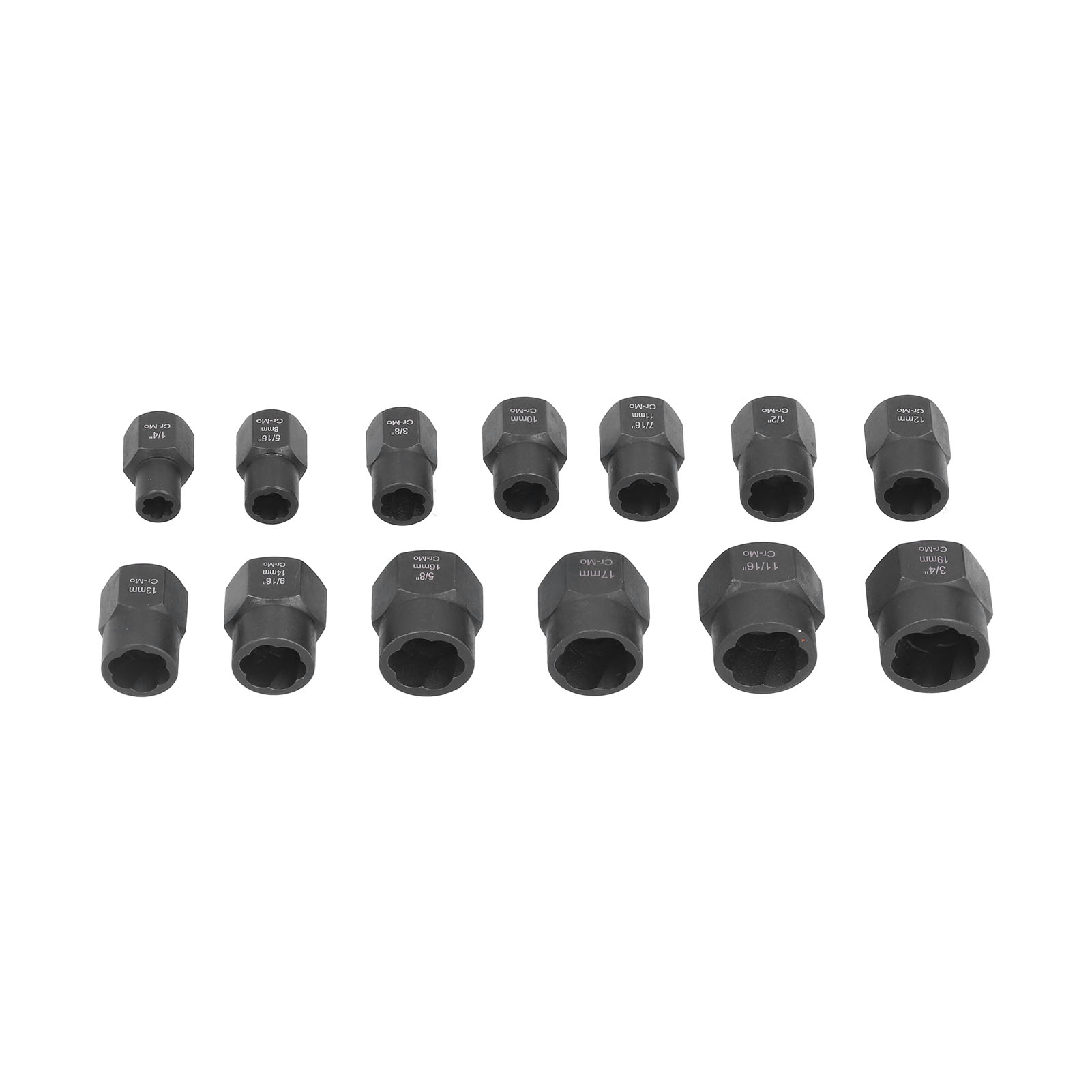 Set Aus 13 Muttern- Und Bolzenausdrehern, Robustem Demontagewerkzeug Für Beschädigte Schrauben, Mit Aufbewahrungskoffer Und Schlagwerkzeug.