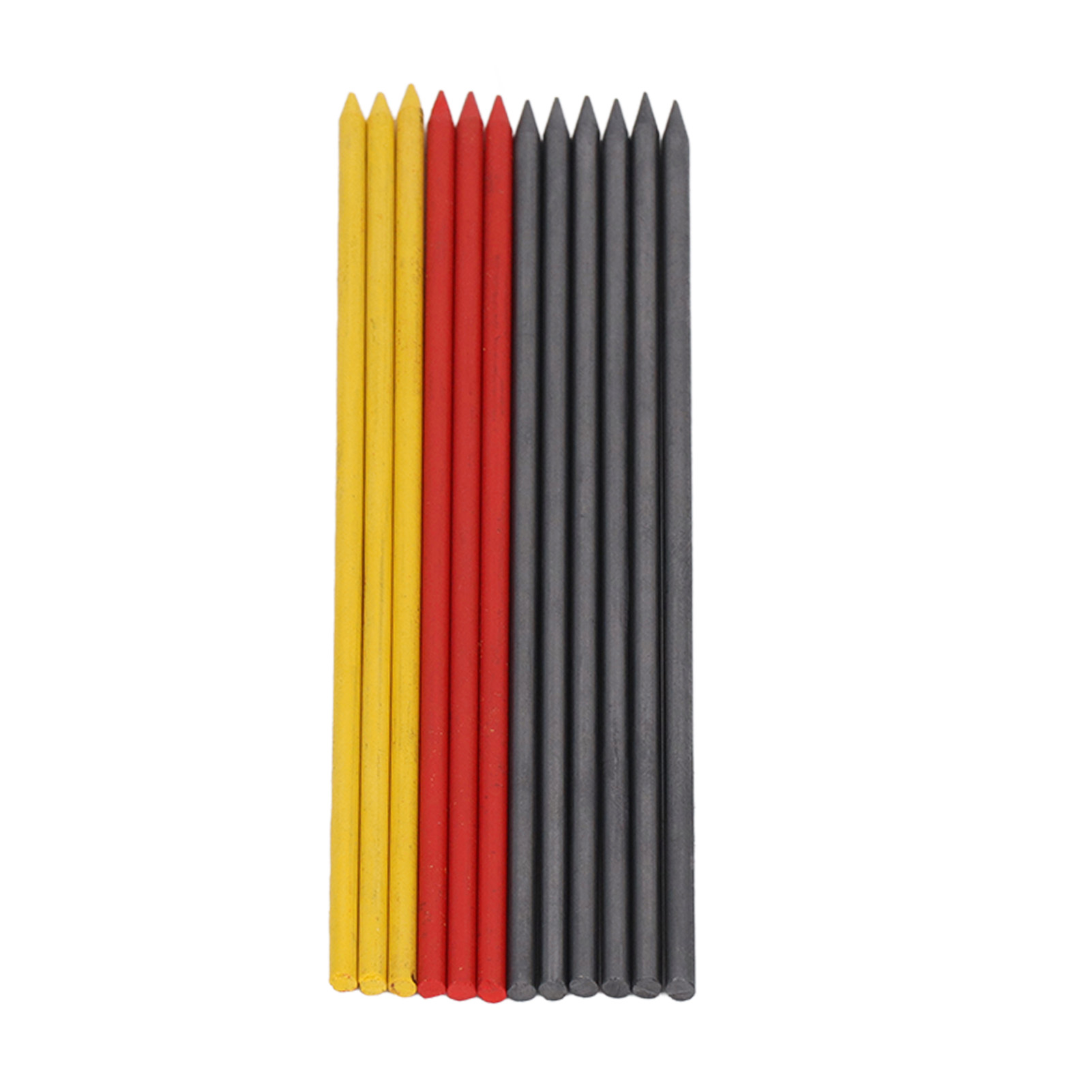 12-teiliges Hb-nachfüllset Für Zimmermannsbleistifte, 2,8 Mm, Schwarz, Rot, Gelb, Für Tiefe Löcher