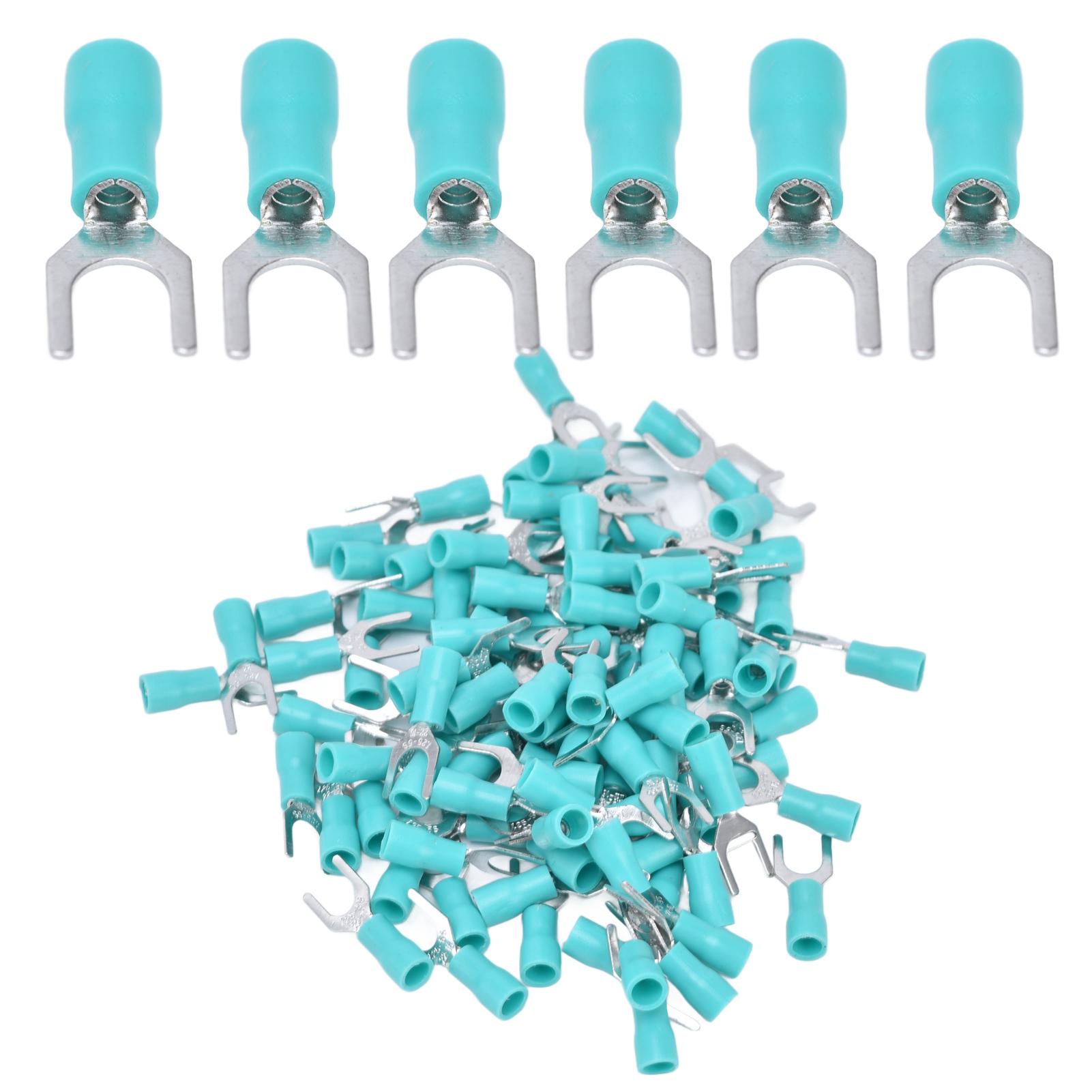 Packung Mit 100 Isolierten Gabel-/schaufel-elektroverbindern, Kupfer-pvc Typ U, Awg 22-16 Abisolierkabelschuh, Schraubklemmen