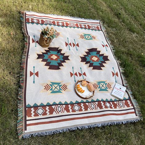 Wasserdichte Picknickdecke, Gestrickte Boho-decke, Campingmatte Für Den Garten, Amerikanische Outdoor-überwurfdecke, Feuchtigkeitsschutz, Große Größe.