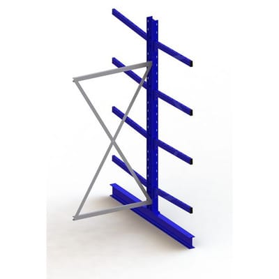 Meta Kragarmregal Anbau IPE140 doppelseitig 2500 x 1000 x 1600 mm Enzianblau + 8 Armen je Ständer