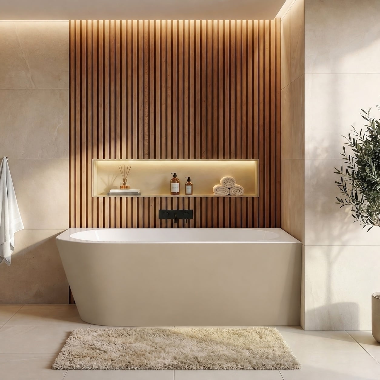 Badplaats Eck Badewanne Isia 170 X 78 X 60 Cm Cashmere - Halb Fr