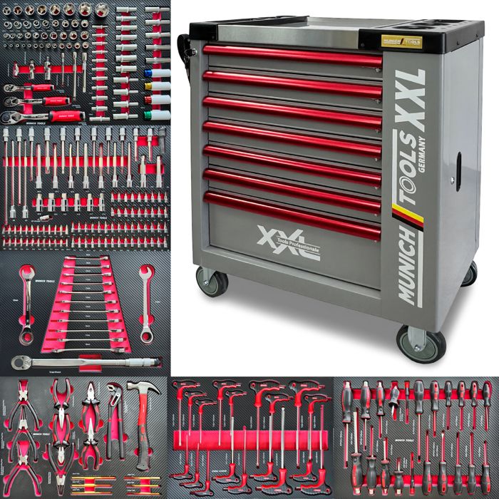 Barracuda Tools Werkstattwagen Munich Tools 7 Schubladen, Davon 6 Bestückt - Grau