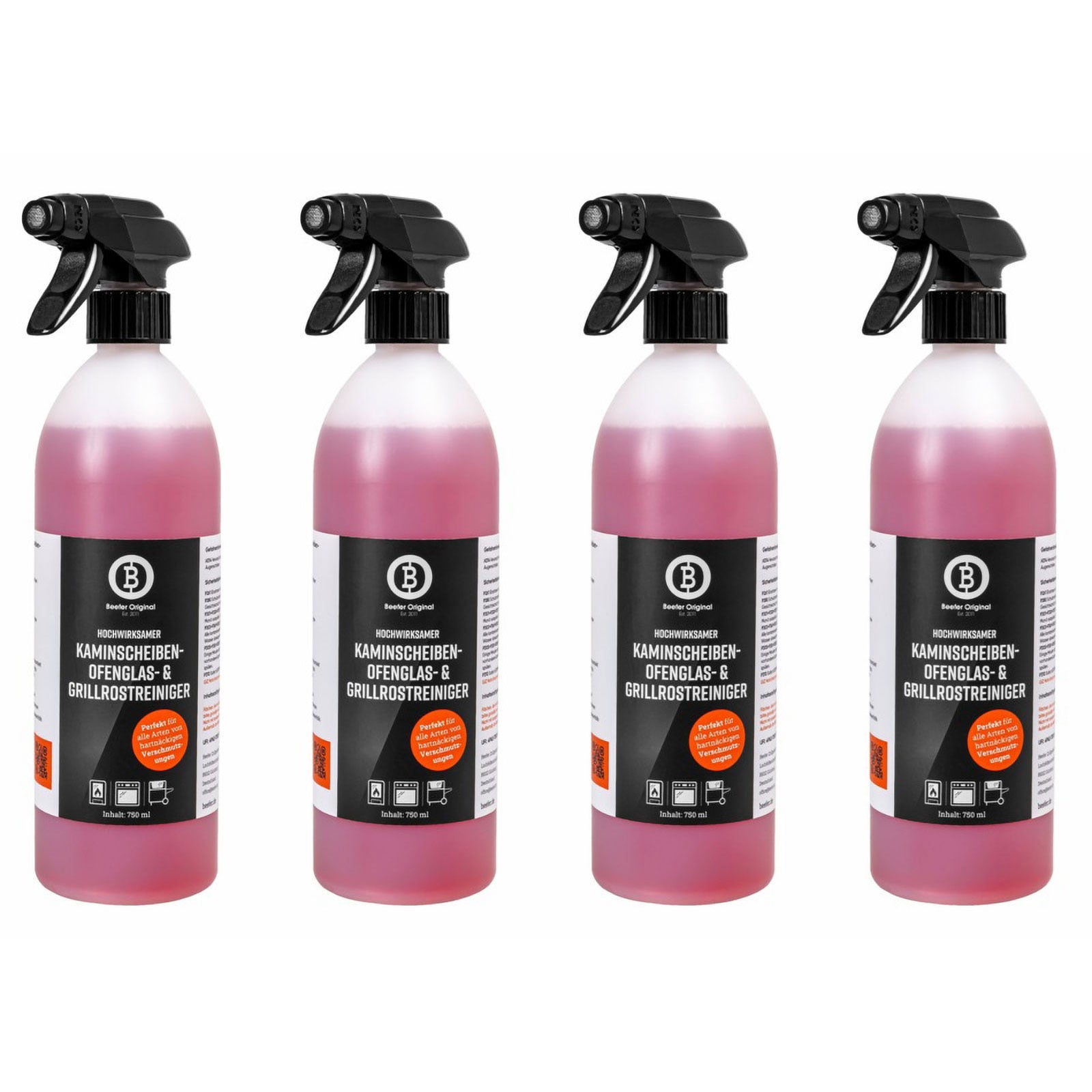 Beefer 4x Kaminscheiben-, Ofenglas- Und Grillrostreiniger 750 Ml - 10100004-4