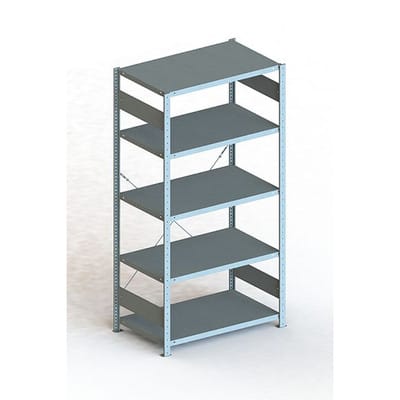 Meta Steckregal Grundregal CLIP 230 S3 GR 2000 x 1000 x 600 mm 5 Böden, lichtgrau zerlegte Rahmen