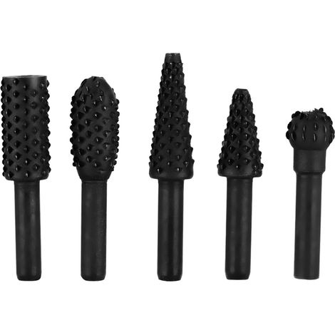 Set Mit 5 Rotationsschneidern Aus Kohlenstoffstahl Für Holz, Kunststoff Und Leichtmetalle – 6 Mm Schaft, Schwarz