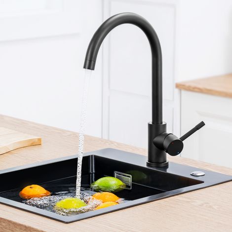 Cecipa Mitigeur De Cuisine, Robinetterie Noir En Acier Inox, Robinet De Cuisine Monocommande, Rotatif À 360 °