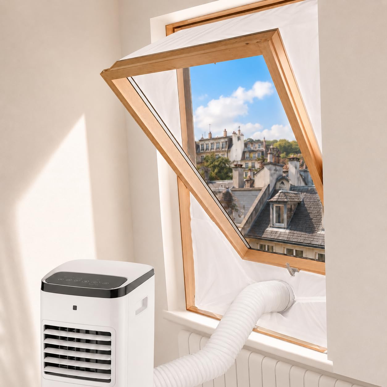 Fensterdichtungsset Für Mobile Klimaanlagen, 2 X 190 Cm Für Drehfenster, Mit Reißverschluss, Abluftschlauch Für Klimaanlage, Trockner Und Luftentfeuchter