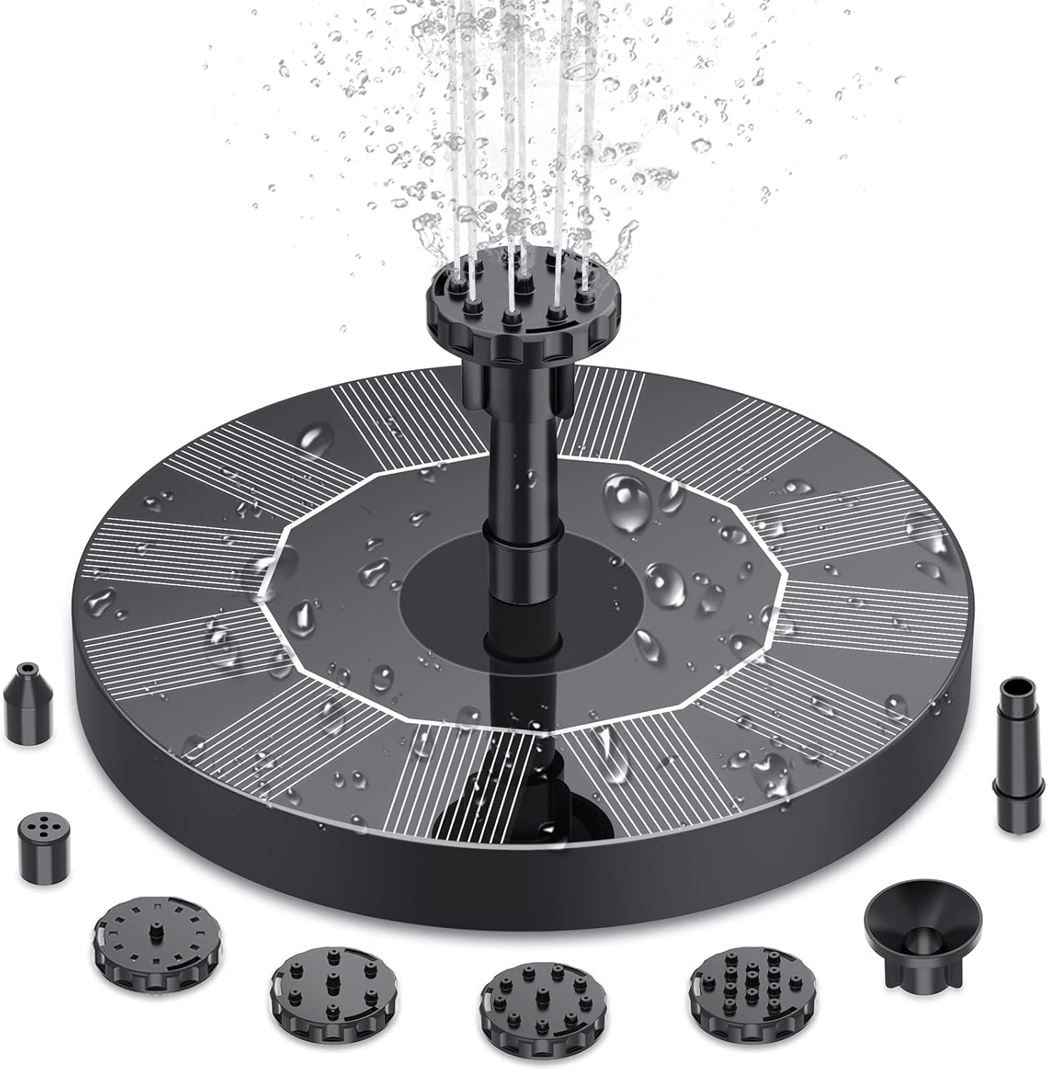 Solarpumpe Für Vogeltränke, Solar-vogelbrunnen Mit 6 Düsen, Schwimmende Wasserpumpe Für Garten, Teiche, Schwimmbecken, Aquarium Und Fischbecken (13 Cm)