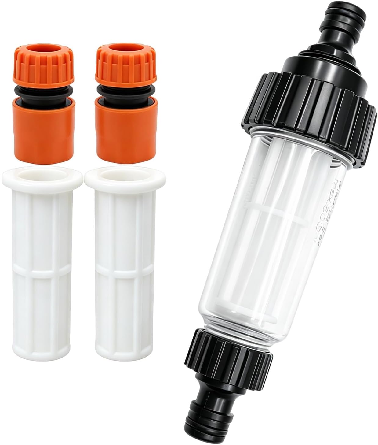 3/4-zoll-gartenschlauchfilter, 12 Bar, Für Gartenpumpen Transparentes Abs-gehäuse, Max. 60 °c, Leicht Zu Reinigen, Inklusive 3 Filterpatronen Und 2 Anschlüssen