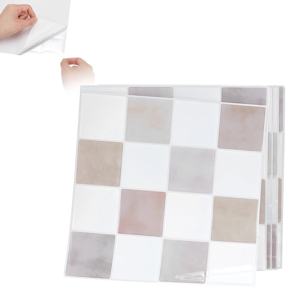 Set Mit 10 3d-wandfliesen – 23 X 23 Cm – Wasserfest – Für Küche, Bad Und Kamin – Kamelfarben