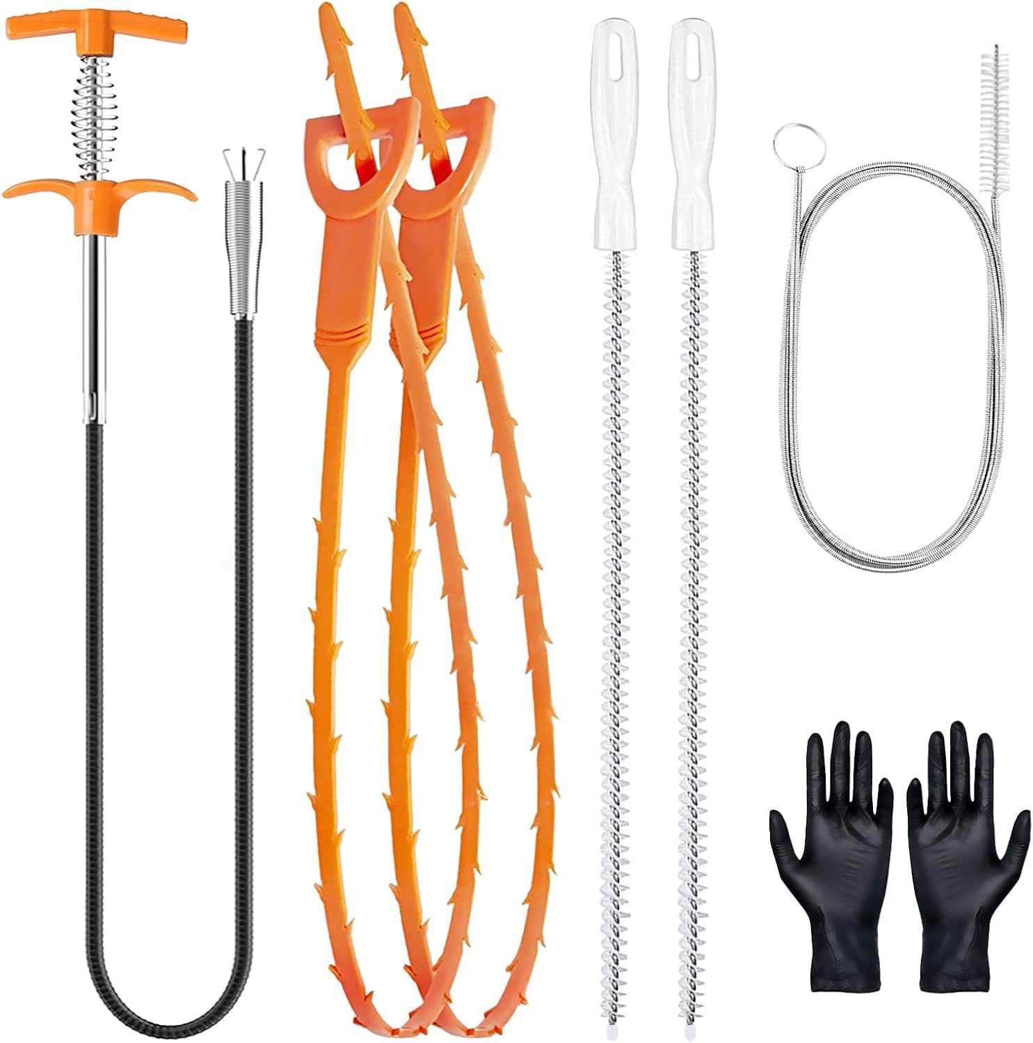 6er-set Abflussreinigungsspiralen, Flexibler Abflussreiniger Für Spülbecken, Duschen Und Waschbecken, Haarentfernungswerkzeug Für Enge Rohre Mit Klauenklemme, 160 Cm