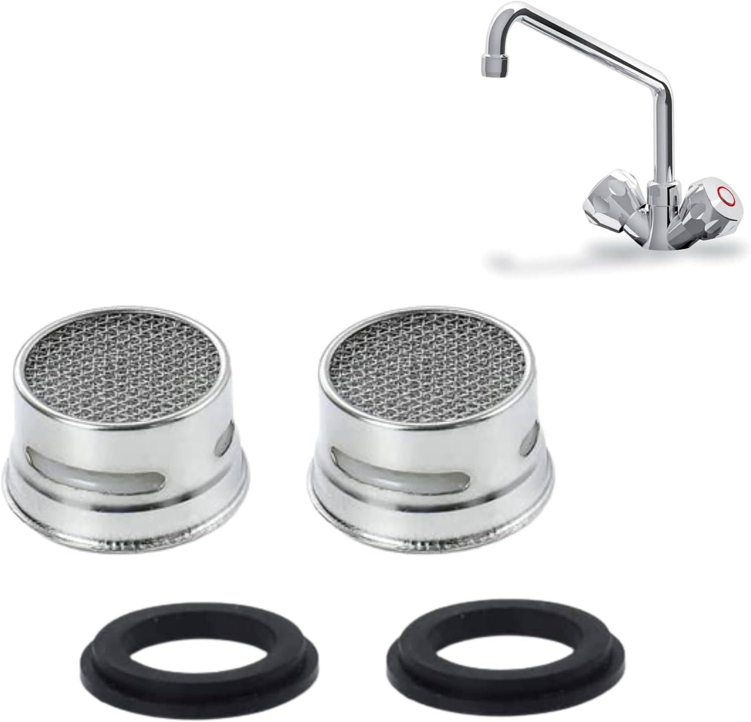 Set Mit 2 Wasserhahn-luftsprudlern Mit Dichtungsring – Wassersparende Luftsprudler – Spritzschutzfilter – Einfache Clip-montage + 2 Stück Mit Dichtungsringen