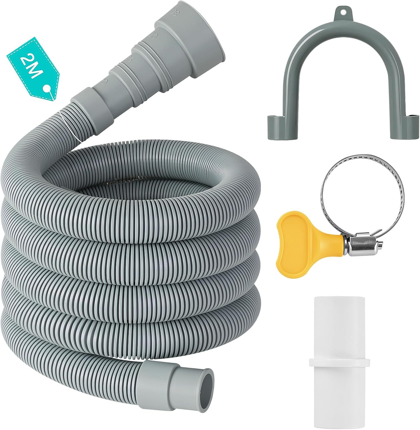 M Lange Verlängerung Für Den Ablaufschlauch Von Waschmaschinen, Universeller Ablaufschlauch Für Waschmaschinen/geschirrspüler, Set Mit Adapter Und Befestigungsmaterial