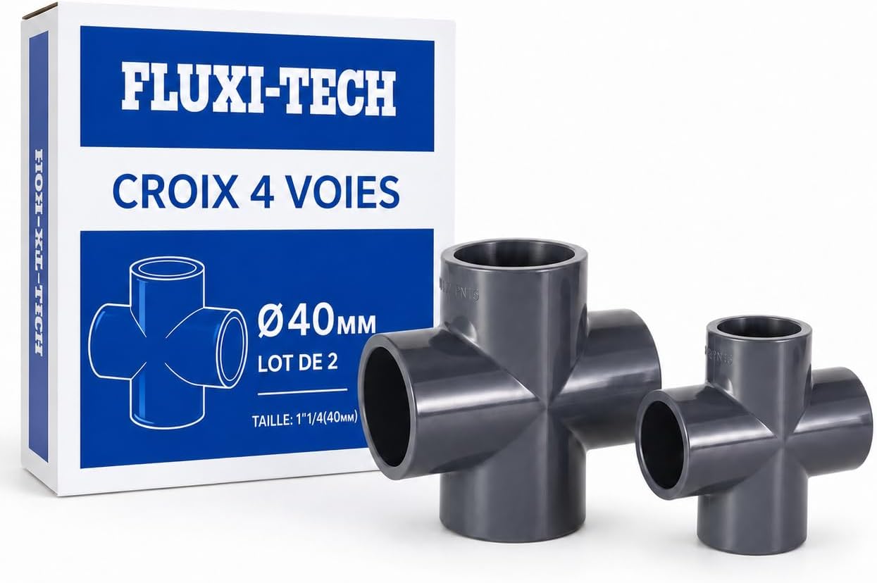 Pn16 4-wege-pvc-kreuzstück Zum Kleben Von 40-mm-rohren, 2er-packung