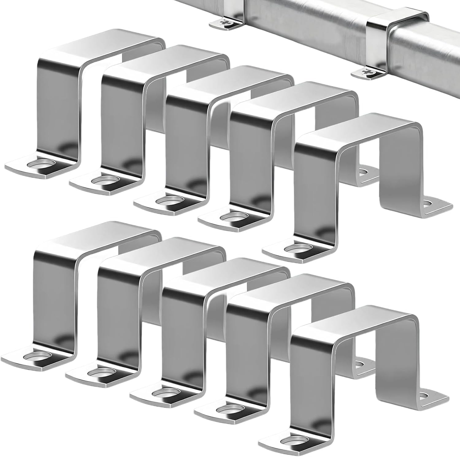 10-teiliges Rohrschellen-set, 20x20mm Rohrschellen Aus Edelstahl 304 Für Türen, Fenster, Vierkantrohre Und Geländer
