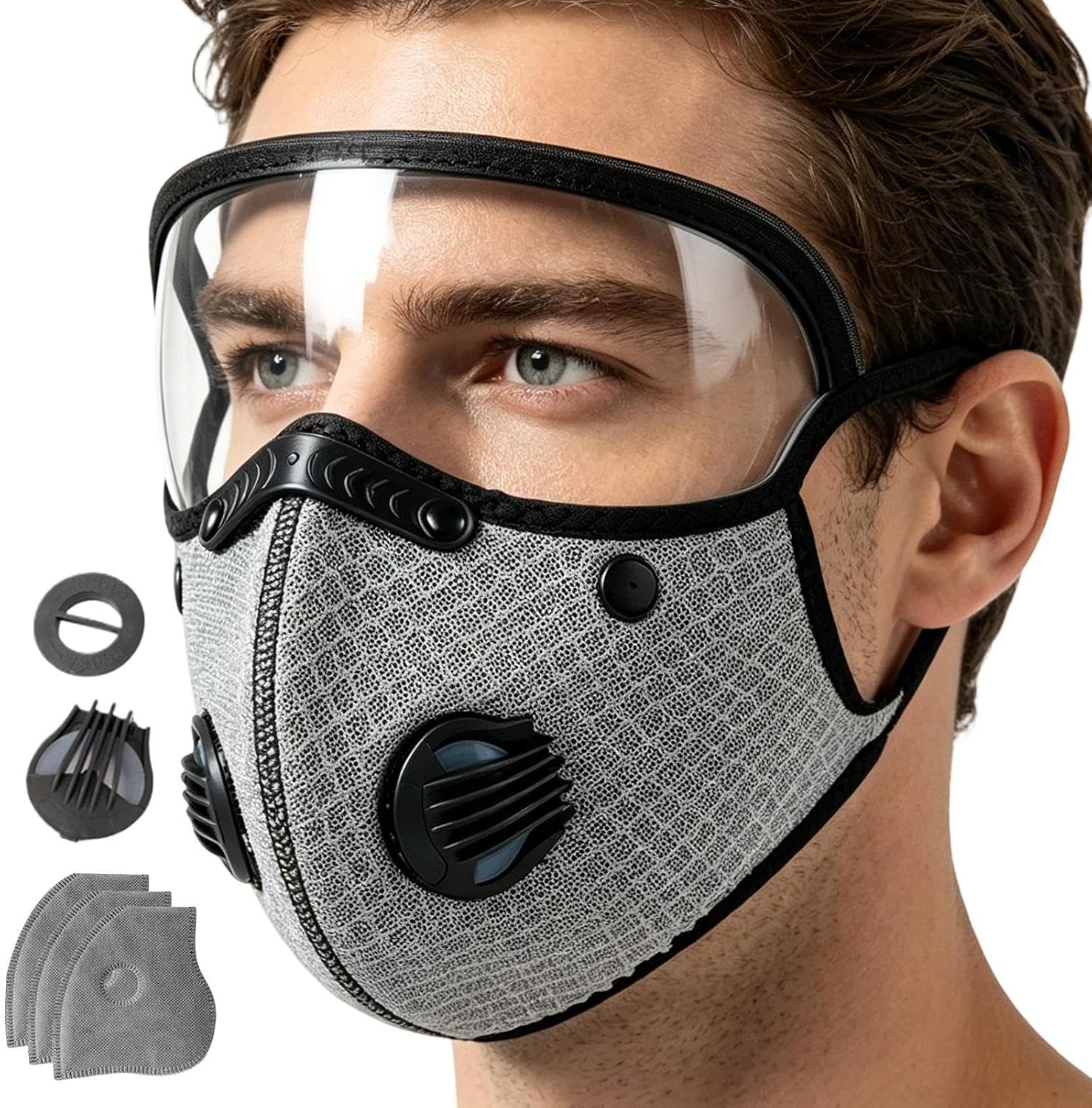 Wiederverwendbare Staubmaske Mit Schutzbrille Und Aktivkohlefilter, Atmungsaktivem Ventil, Zum Schleifen, Heimwerken, Gärtnern, Holzbearbeiten Und Für Bauarbeiten