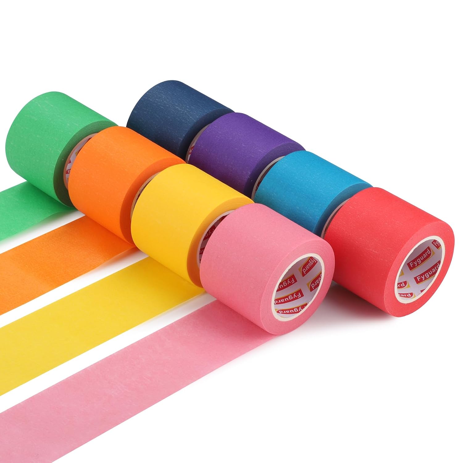 Set Mit 8 Farbenfrohen Kreppbändern – 48 Mm X 13 M – Von Hand Abreißbar Beschreibbar, Rückstandsfrei Entfernbar, Repositionierbar, 8 Farben Für Bastelarbeiten, Etiketten Und Dekorationen
