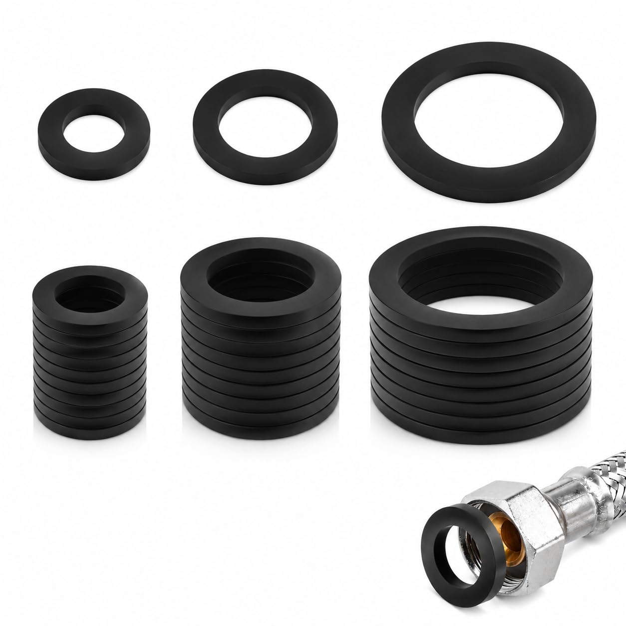 30-teiliges Dichtungsset Für Gummischläuche, O-ringe In 3 Größen (1/2", 3/4", 1"), Auslaufsichere Gummischeiben, Gummi-o-ringe Für Wasserhähne, Duschschläuche, Waschbecken Und Poolpumpen