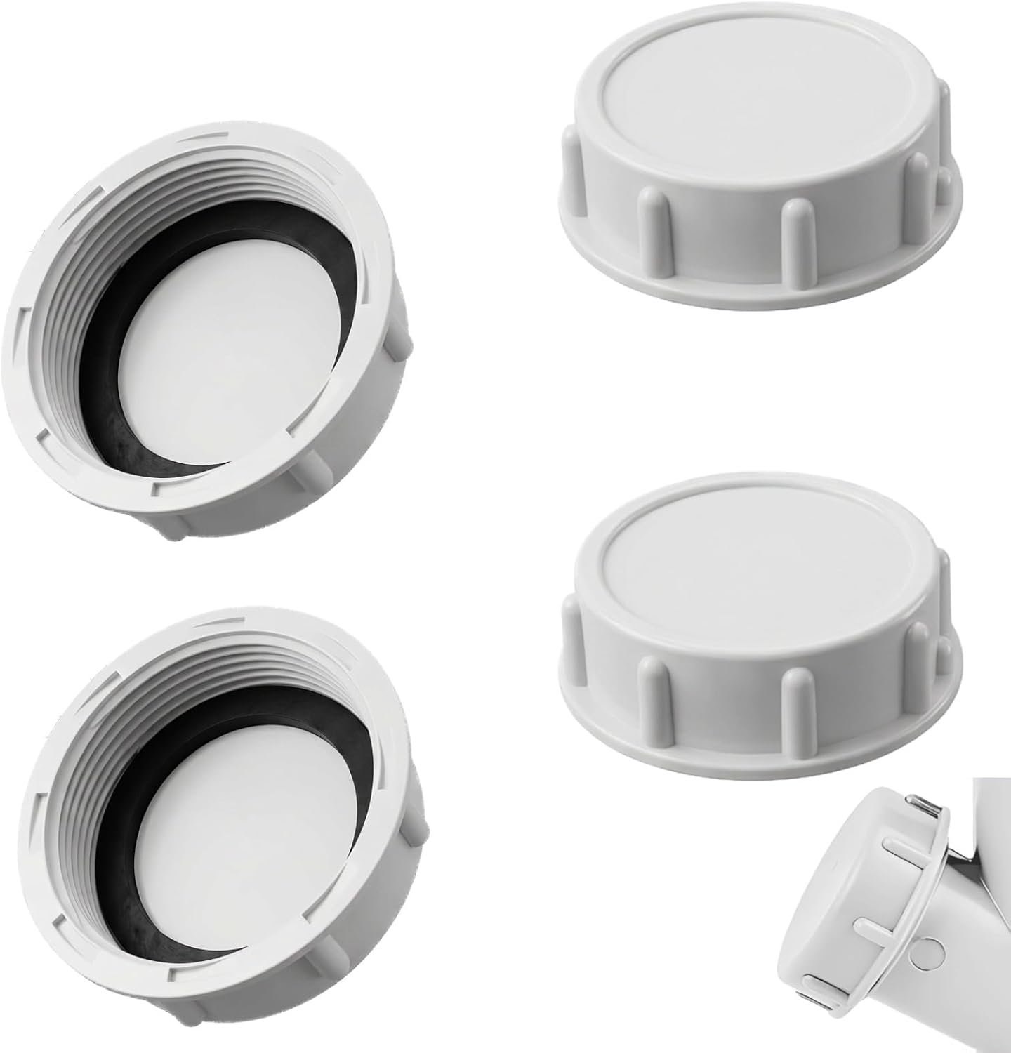 Set Mit 4 Kunststoff-abflussstopfen, 40 Mm, Gewindestopfen Mit Weißer Dichtung Pvc-abflussstopfen, Pvc-innengewindestopfen Mit Gummidichtung, Für Spüle, Waschmaschine, Küche, Bad