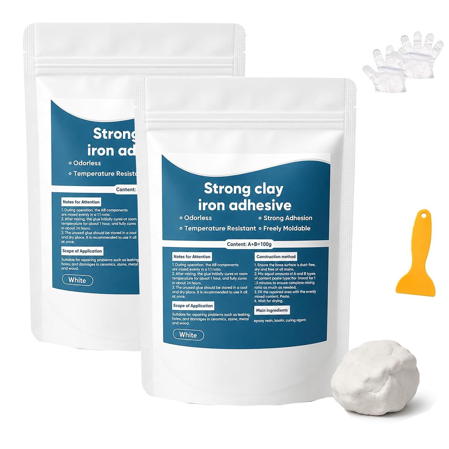 Hochfeste, Vielseitige Reparaturpaste, Kraftvolle Metallische Klebepaste – Weißer Dichtstoffstift Für Leck- Und Poolreparaturen (2 Stück)