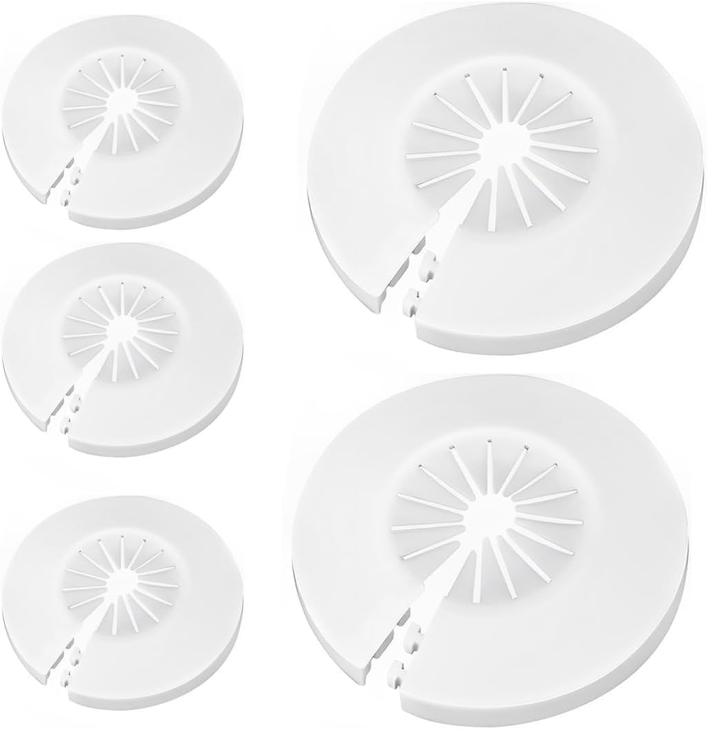Universelle Heizungsrohrrosette 14 Bis 45 Mm, Weiß, 6er-pack, Aufsteckbare Pp-kunststoff-rohrkappen, Abschlussmanschette Für Heizkörper, Gas- Und Wasserleitungen, 75 Mm Außendurchmesser