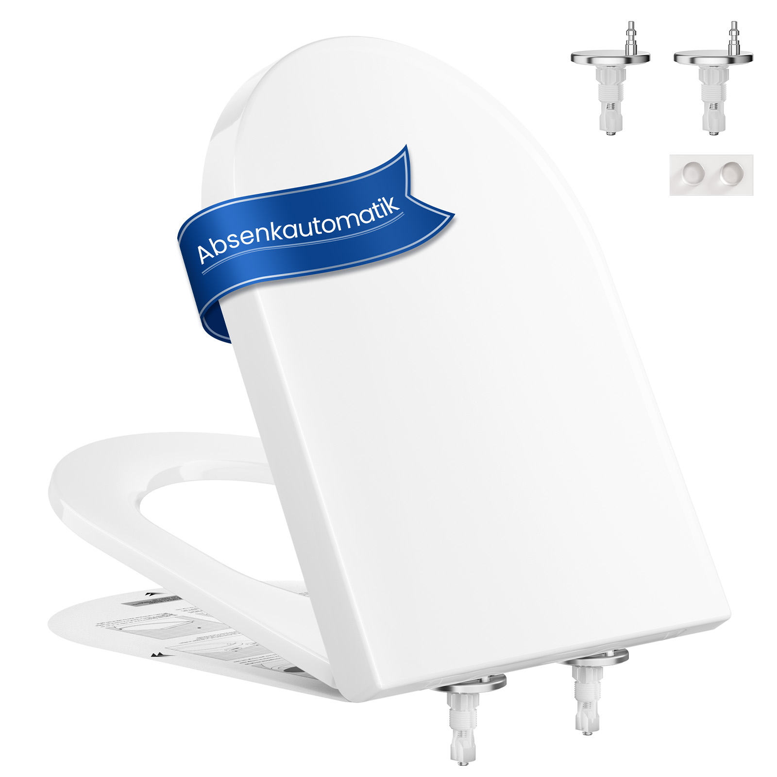 Cecipa Max Wc-sitz Toilettendeckel Mit Absenkautomatik & Schnellverschluss, D-förmiger Toilettensitz, Weiß
