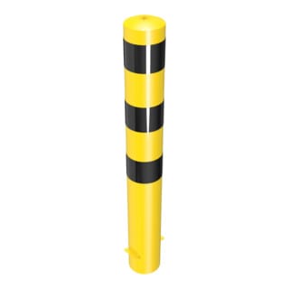 Schake Absperrpfosten Typ 40150BG, ortsfest, zum Einbetonieren, Ø 152mm, Gesamtlänge:1200mm, gelb / schwarz