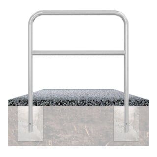 Schake Abweisebügel aus Stahlrohr Ø 48 x 2,5 mm Breite: 1200 mm, Höhe: 1200 mm + Querholm, zum Einbetonieren