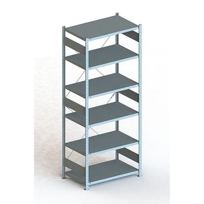 Meta Steckregal Grundregal CLIP 230 S3 GR 2500 x 1000 x 600 mm 6 Böden, lichtgrau zerlegte Rahmen