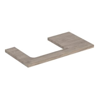 Geberit Waschtisch-Platte One 90x3x47cm, N hick./Mela Holz, Ausschn li