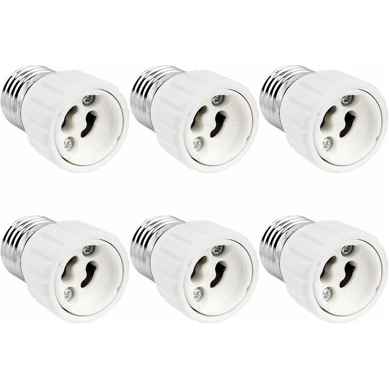 E27-auf-gu10-fassungsadapter, 0–250 V, Max. 200 W, E27-schraubfassungsadapter Für Gu10-led-, Halogen- Und Energiesparlampen, Keramikadapter, 6er-pack