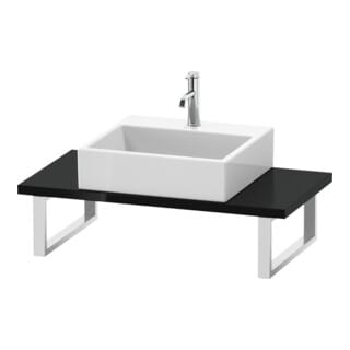 Duravit Konsole Compact L-Cube 80-200x48cm, 1 Ausschn, Stär 3cm, sw hgl