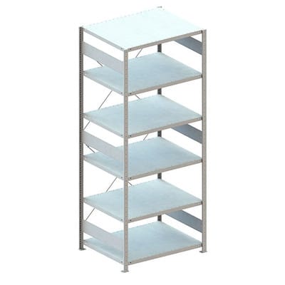 Meta Steckregal Grundregal CLIP 230 S3 GR 2500 x 1000 x 800 mm 6 Böden, lichtgrau zerlegte Rahmen