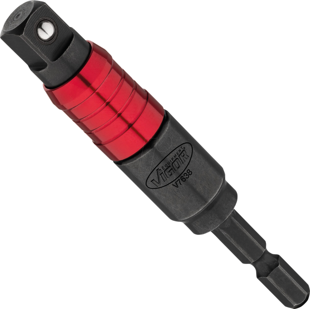 VIGOR Steckschlüssel Adapter, mit Gelenk, V7638, 1/4 Zoll (6,3 mm) Sechskant 3/8 Zoll (10 mm) Vierkant, 16 mm