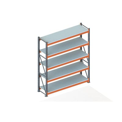Meta Großfachregal Grundregal 3300 x 2700 x 800 mm verzinkt / rotorange multipal S + Stahlpaneelen