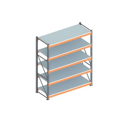 Meta Großfachregal Grundregal 3300 x 2700 x 1100 mm verzinkt / rotorange multipal S + Stahlpaneelen