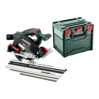 Metabo Akku-Handkreissäge KS 18 LTX 57 BL (691223000) mit Kappschiene KFS 44, metaBOX 340