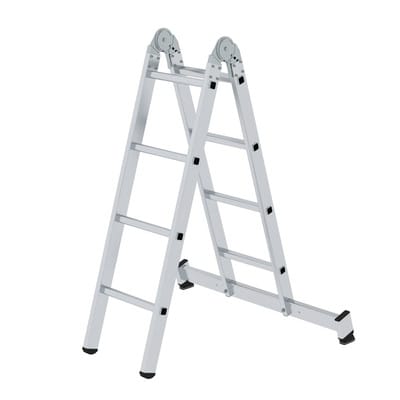 MUNK Aluminium-Klappleiter 2-teilig nivello®-Traverse 2 x 4 Sprossen