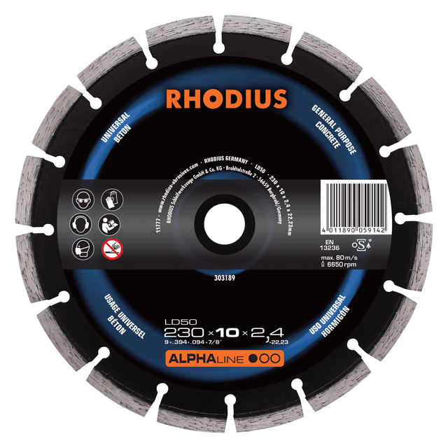 RHODIUS ALPHAline LD50 Diamanttrennscheibe 115 x 10,0 x 2,2 x 22,23 mm