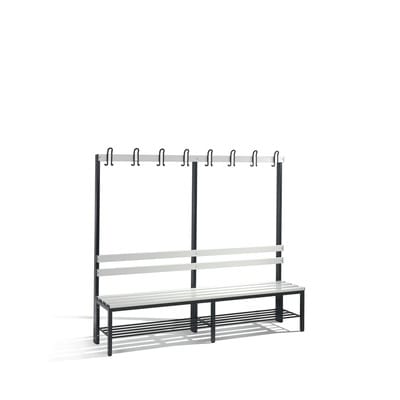 C+P Garderobenbank Basic mit Schuhrost, H1650xB1960xT403mm, Schwarzgrau/Lichtgrau