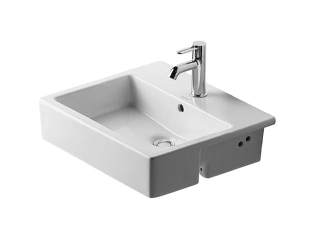 Duravit Halbeinbau-Waschtisch Vero 55x47cm, EB v ob, m HL, ÜL, HLB, weiß
