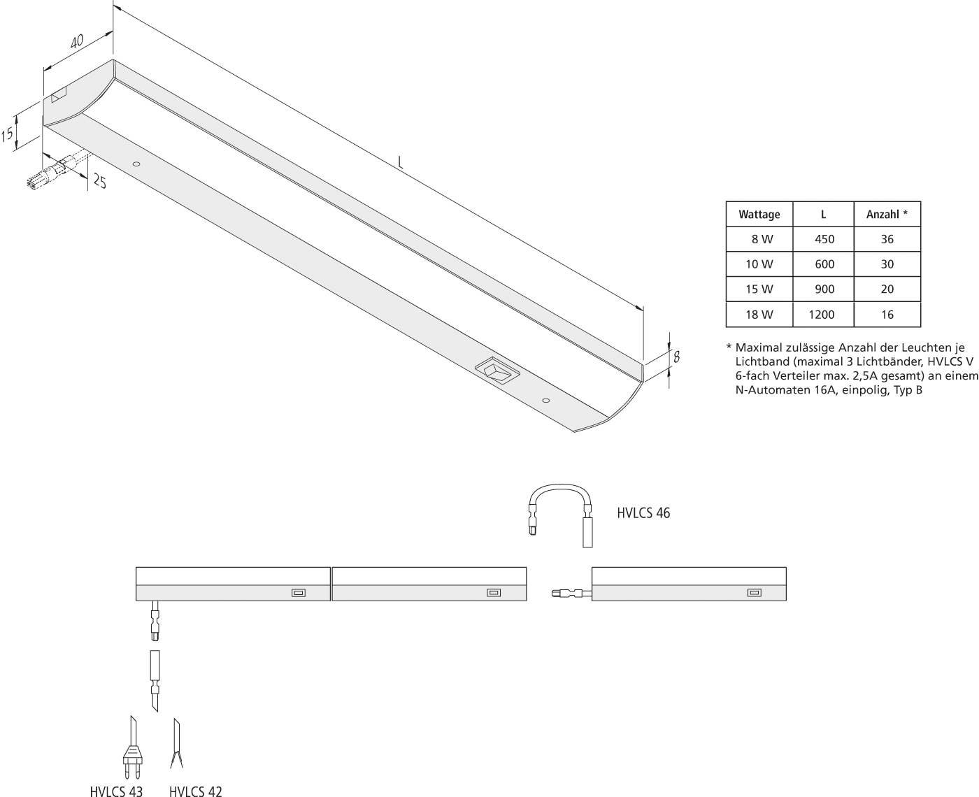 Hera LED Unterbauleuchte 1200mm 18W 230V ww 20202580402