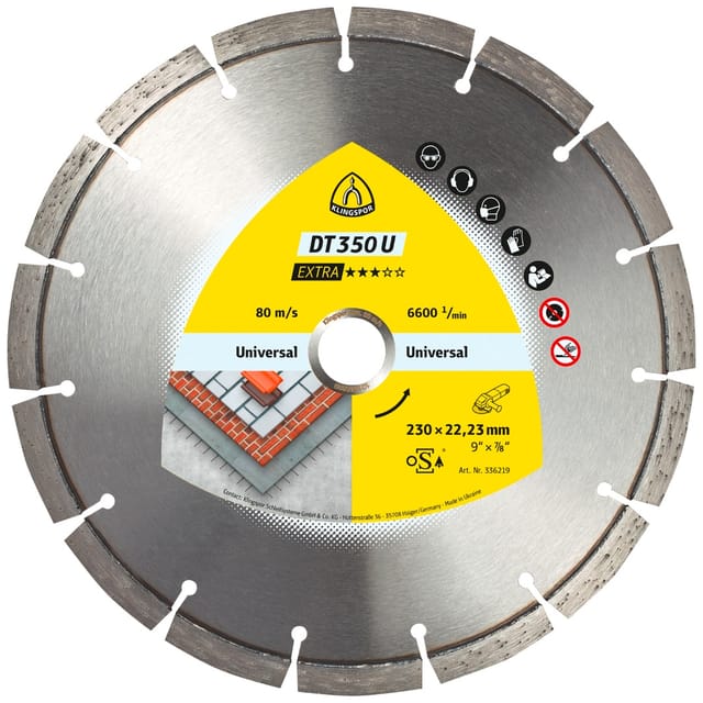 Klingspor DT 350 U Diamanttrennscheiben, 115 x 2,4 x 22,23 mm 8 Segmente 33 x 2,4 x 10 mm, Standardverzahnung