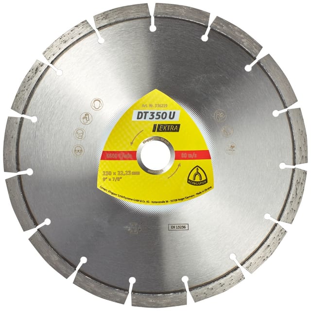 Klingspor DT 350 U Diamanttrennscheiben, 125 x 2,4 x 22,23 mm 9 Segmente 33 x 2,4 x 10 mm, Standardverzahnung