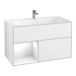 V&B Waschtischunterschrank Finion Reg li glo wh. Lac, Glossy white lacquer