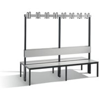 Doppelseitige Garderobenbank mit Rückenlehne, Basic Plus, H1650xB1960xT760mm Bild 2
