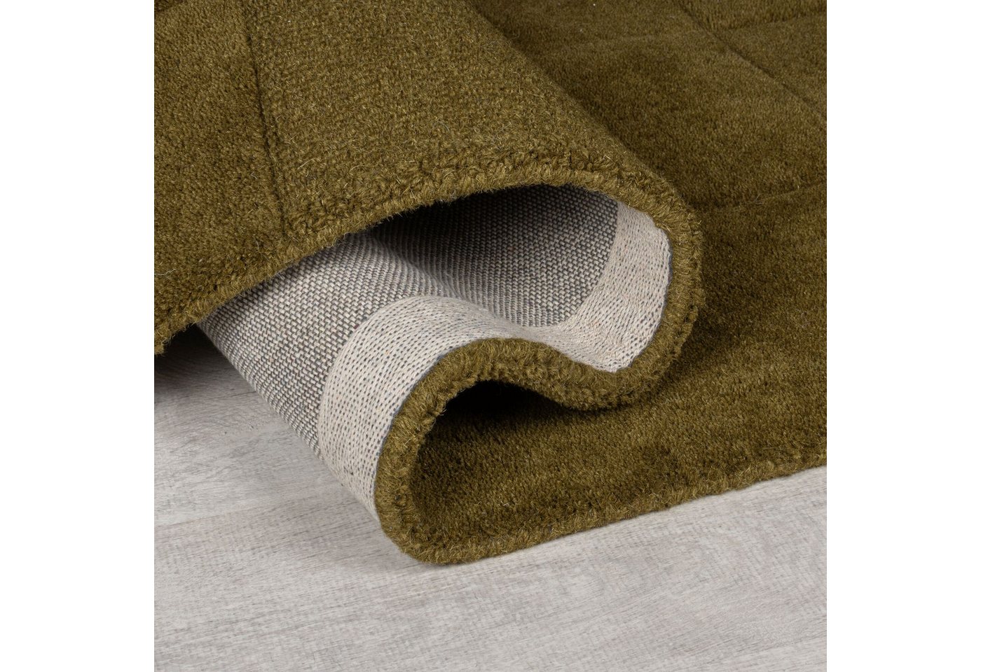 FLAIR RUGS Wollteppich CHECKERBOARD, rechteckig, Höhe: 10 mm, Hoch-Tief-Effekt, Wohnzimmer, Schlafzimmer, 100 % Wollflor