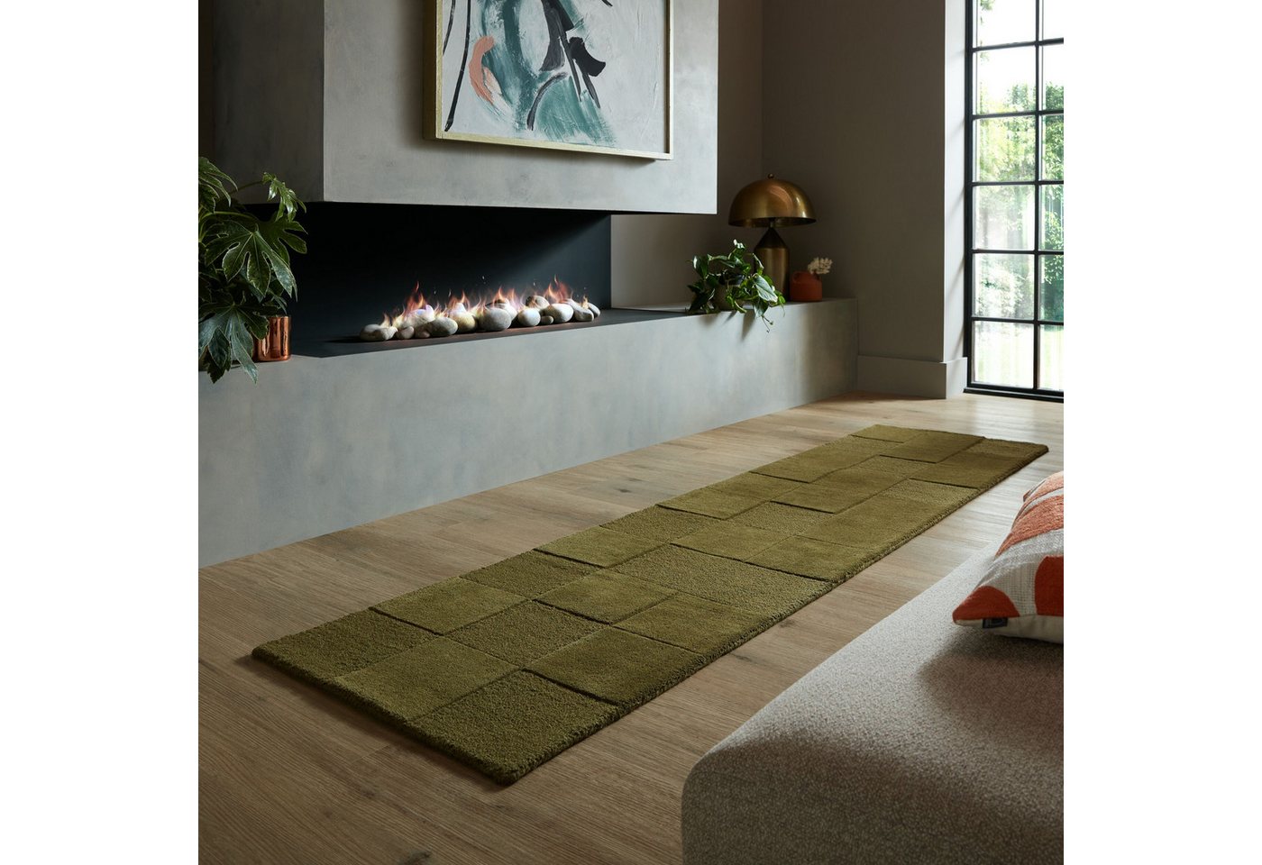 FLAIR RUGS Wollteppich CHECKERBOARD, rechteckig, Höhe: 10 mm, Hoch-Tief-Effekt, Wohnzimmer, Schlafzimmer, 100 % Wollflor Bild 2