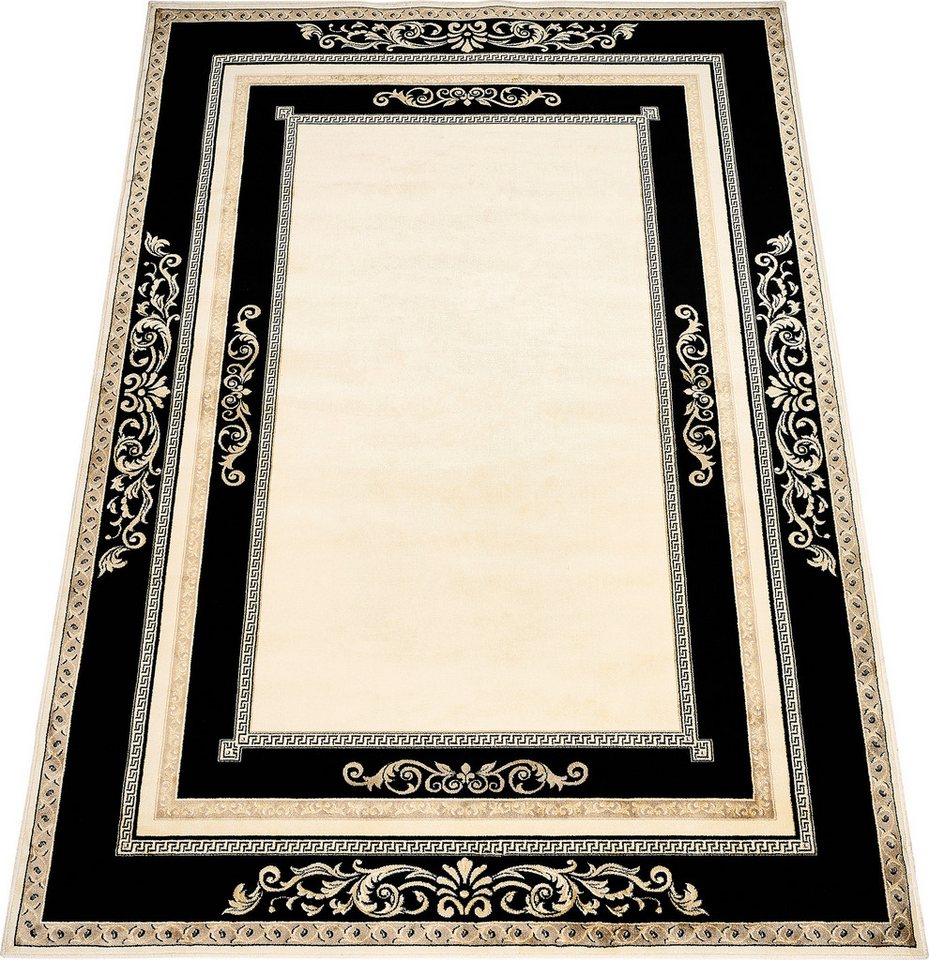 Belle Arti Teppich Teppich Wohnzimmer Flur Läufer Schwarz Gold Florenz K-Seide rutschfest, Rechteckig, Kurzflor Schlafzimmer Flur Läufer Viskose Seidenglanz Rund Orient Bild 4
